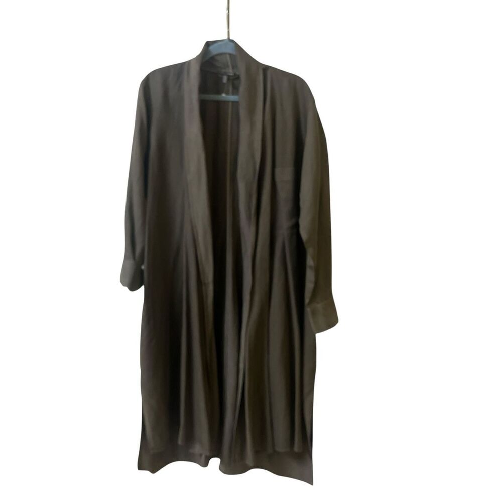 Eileen Fisher duster jacket darker green simple minimalist style sz L/XL - Picture 2 of 5